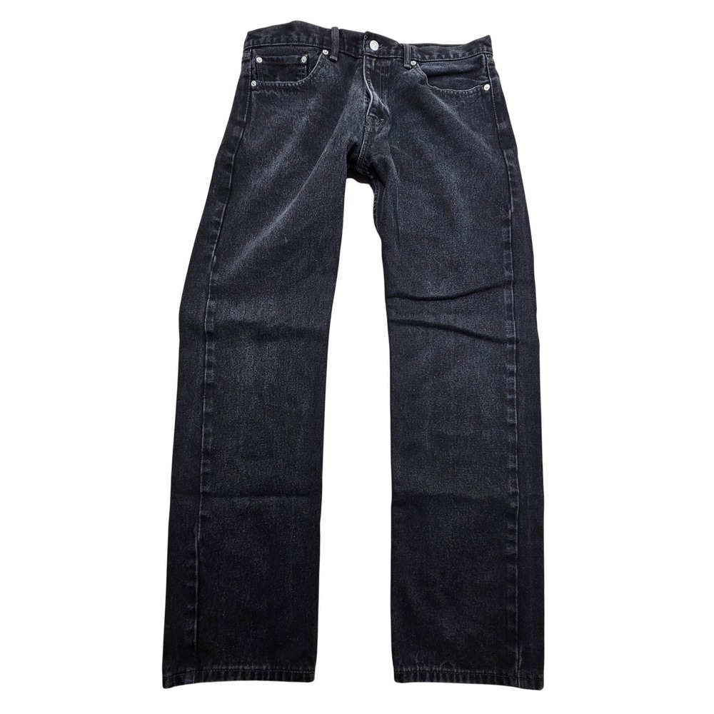 Levis 505 Regular Fit Straight Leg Jeans Mens 36x34 Faded Black Denim 100 Cotton